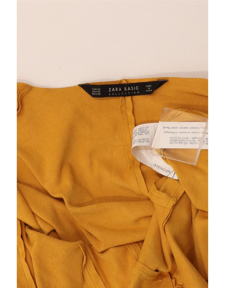 Zara Womens Oversized Open Blazer Jacket UK 6 XS Yellow Polyester
