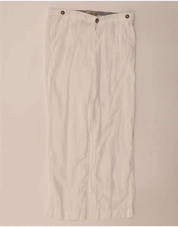 Fat Face Womens Straight Chino Trousers UK 12 Medium W34 L31 White Linen