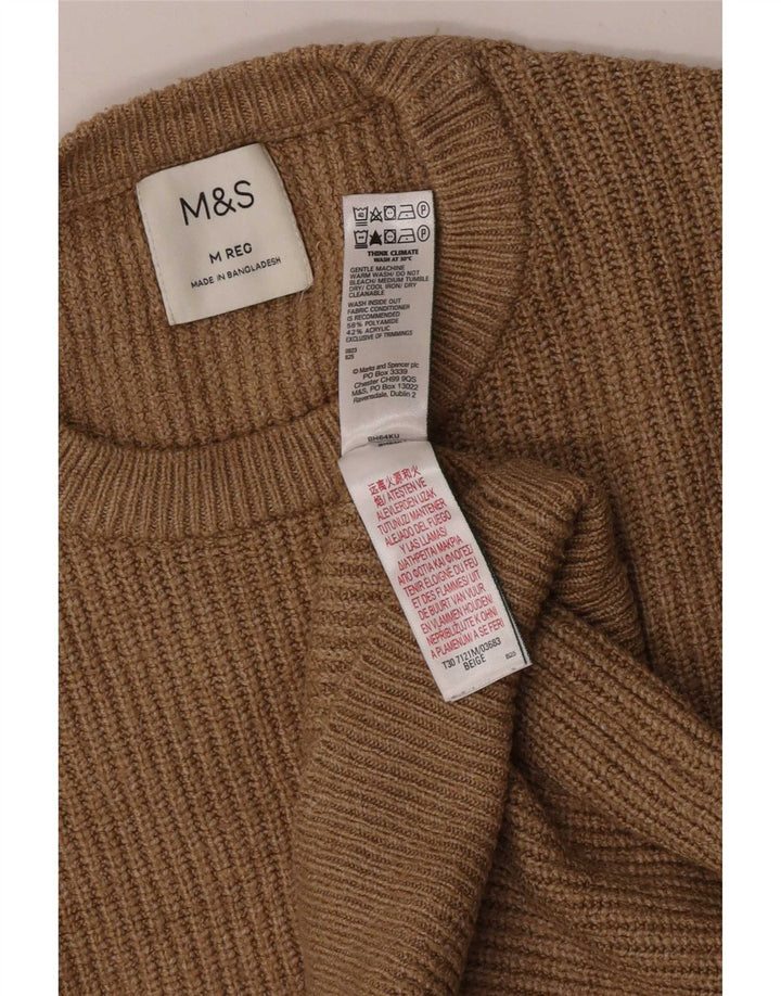Marks & Spencer Mens Crew Neck Jumper Sweater Medium Beige Polyamide