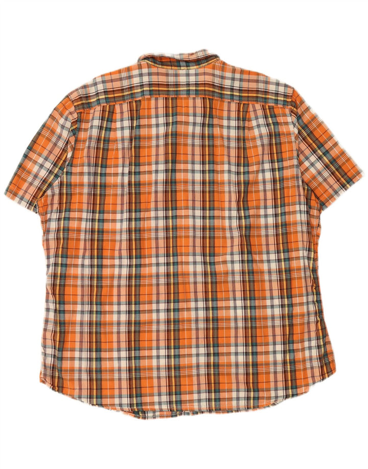 EDDIE BAUER Mens Short Sleeve Shirt 2XL Orange Check Cotton