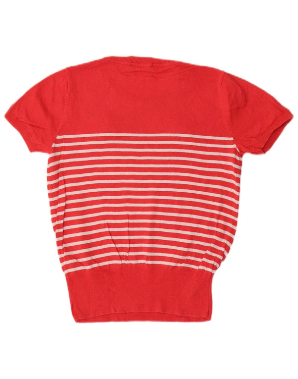 Oasis Womens Graphic Crew Neck Jumper Sweater UK 6 XS Red Striped