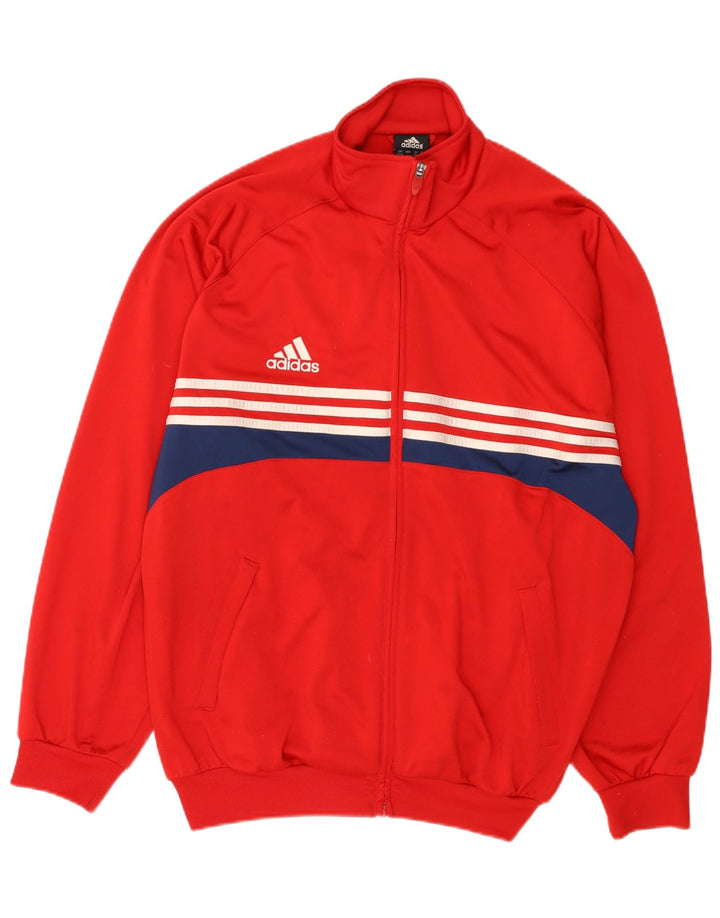 Adidas Mens Tracksuit Top Jacket UK 46/48 XL Red Striped Polyester
