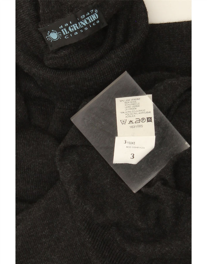 IL GRANCHIO Mens Roll Neck Jumper Sweater Medium Grey Wool