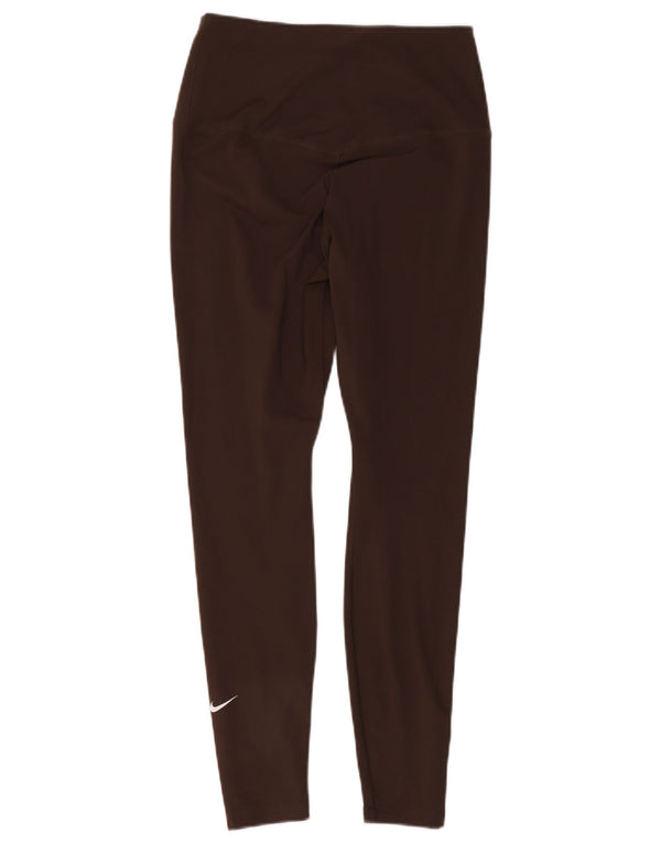 Nike Womens Dri Fit Leggings UK 12 Medium Brown Polyester