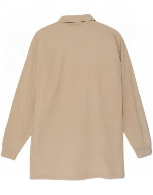 Adidas Mens Top Long Sleeve UK 38/40 Medium Beige Cotton