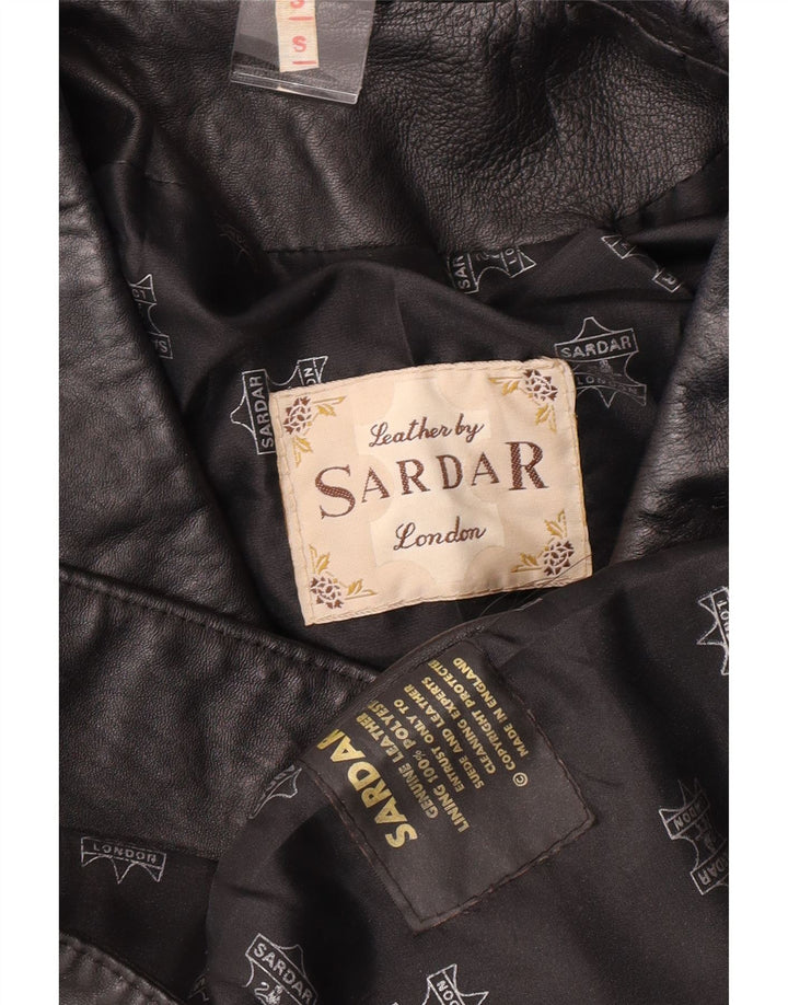 SARDAR LONDON Womens Oversized Leather Coat UK 10 Small Black Leather