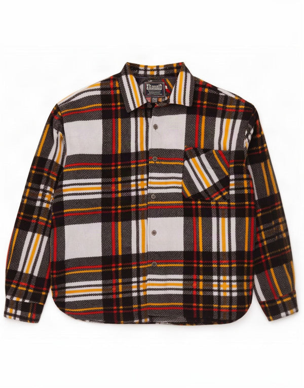 Vintage Mens Fleece Shirt Large Multicoloured Plaid Polyester