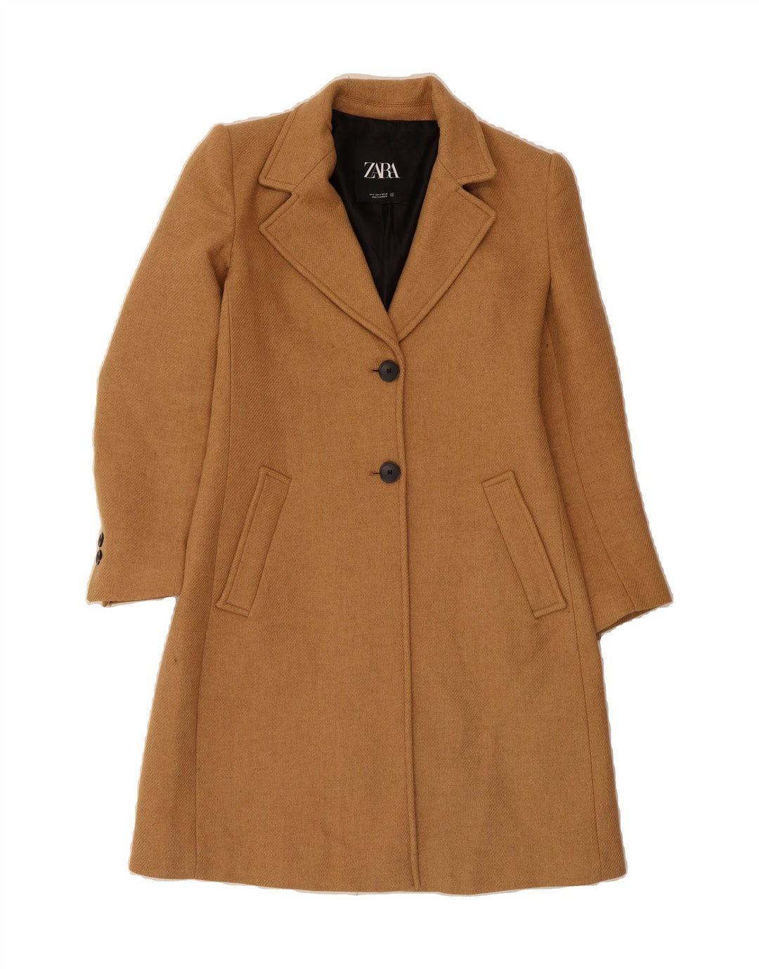 ZARA Womens Overcoat UK 10 Small Brown Wool Vintage Zara and Second-Hand Zara from Messina Hembry 