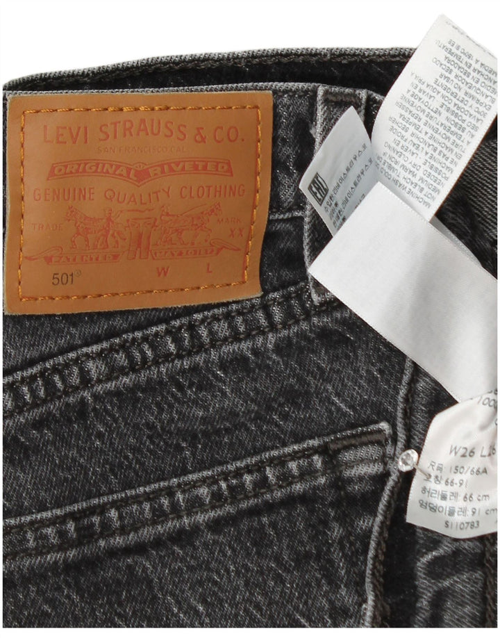LEVI'S Womens 501 Straight Jeans W26 L26 Grey Cotton