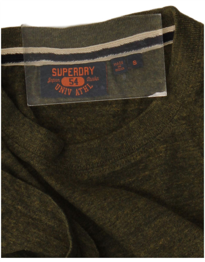 Superdry Mens T-Shirt Top Small Khaki Flecked