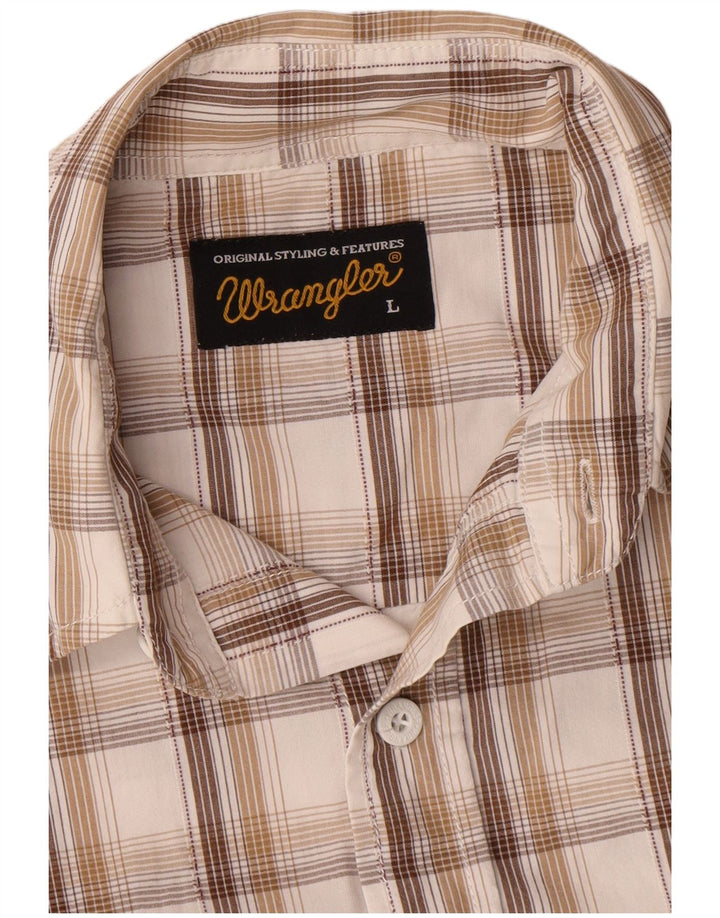 Wrangler Mens Shirt Large White Check Cotton