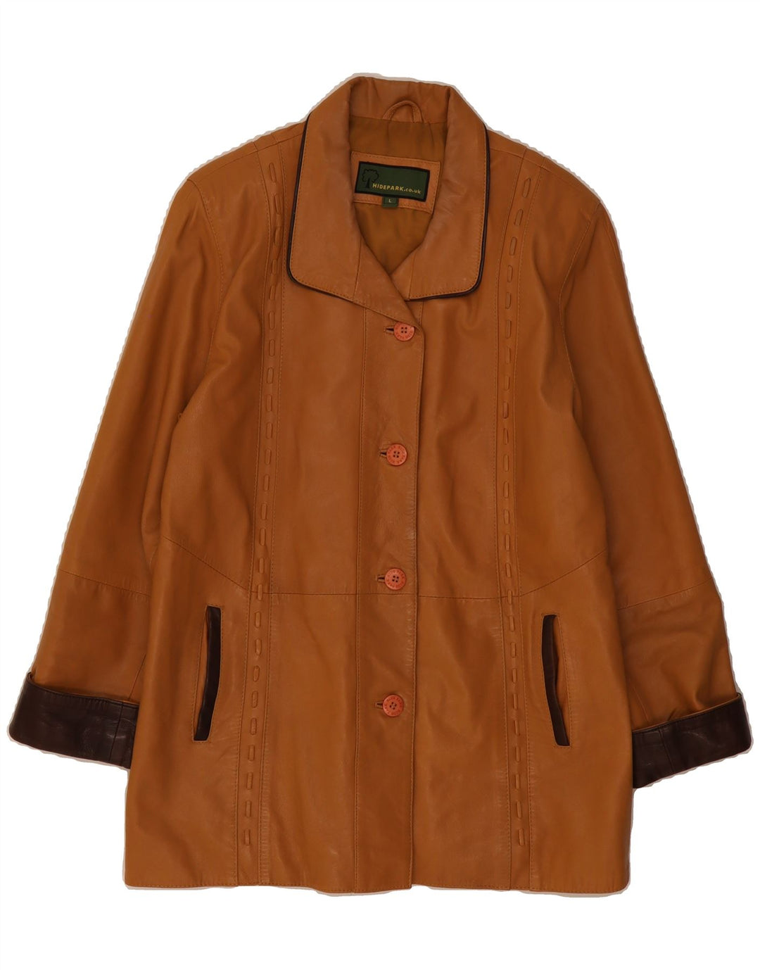 HIDEPARK Womens Leather Jacket UK 16 Large Brown Leather Vintage Hidepark and Second-Hand Hidepark from Messina Hembry 