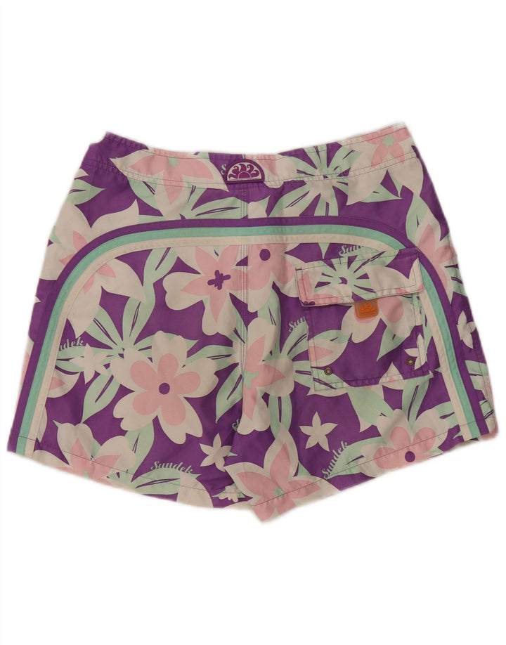 SUNDEK Womens Swimming Shorts UK 14 Medium  Purple Floral Polyester