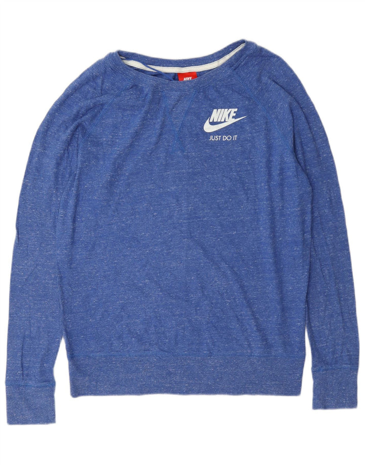 Nike Womens Sweatshirt Jumper UK 14 Medium Blue Flecked Cotton