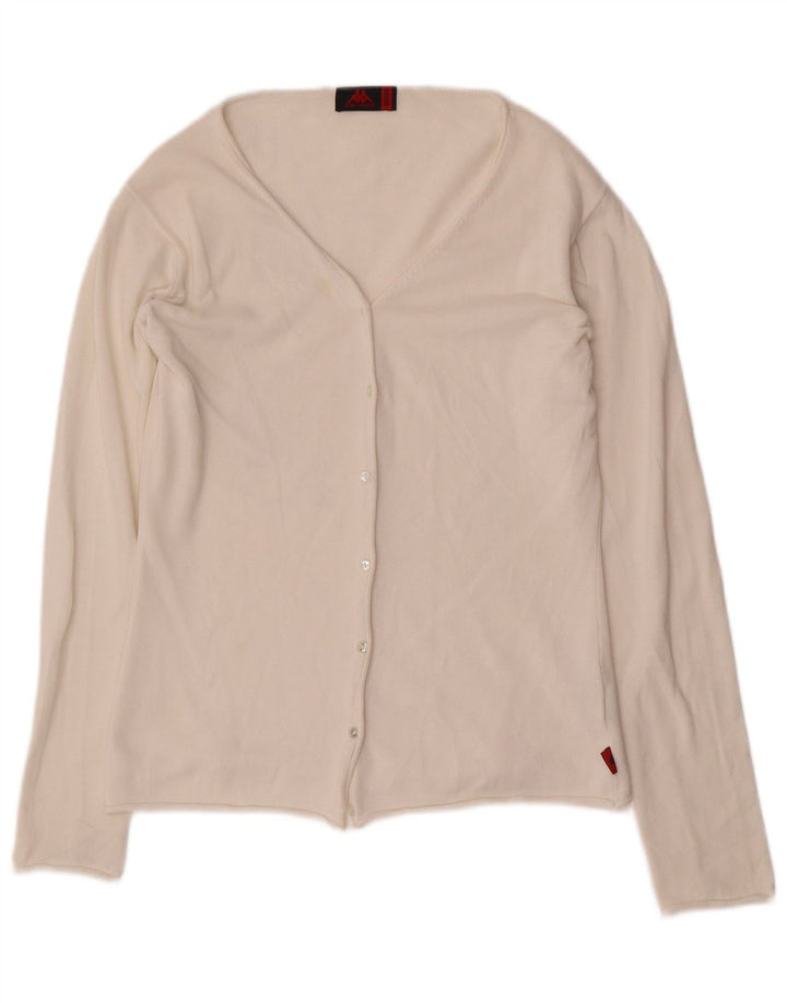 KAPPA Womens Cardigan Sweater UK 14 Medium White Cotton