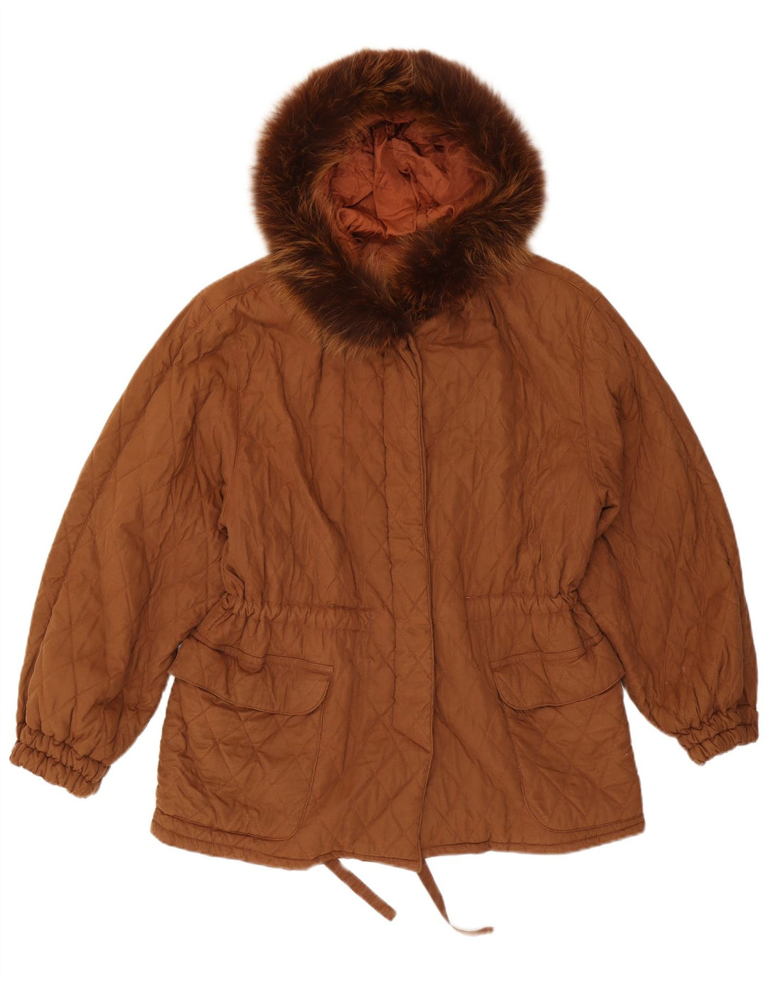 Ileana Zara Womens Oversized Hooded Quilted Jacket IT 40 Small Brown