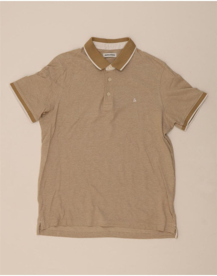 JACK & JONES Mens Polo Shirt Small Beige Cotton Vintage Jack & Jones and Second-Hand Jack & Jones from Messina Hembry 