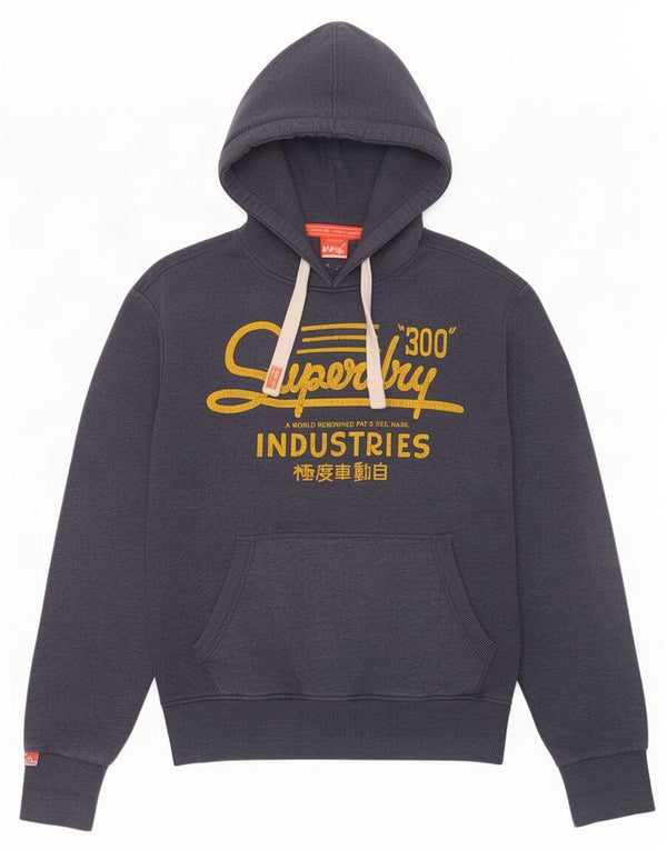 Superdry Mens Graphic Hoodie Jumper Small Navy Blue Cotton