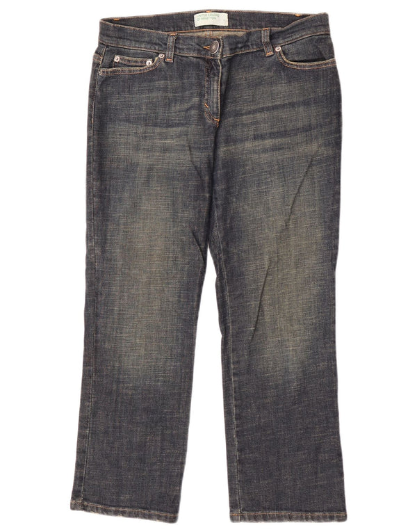 Benetton Womens Cropped Jeans IT 44 Medium W30 L25 Navy Blue Cotton