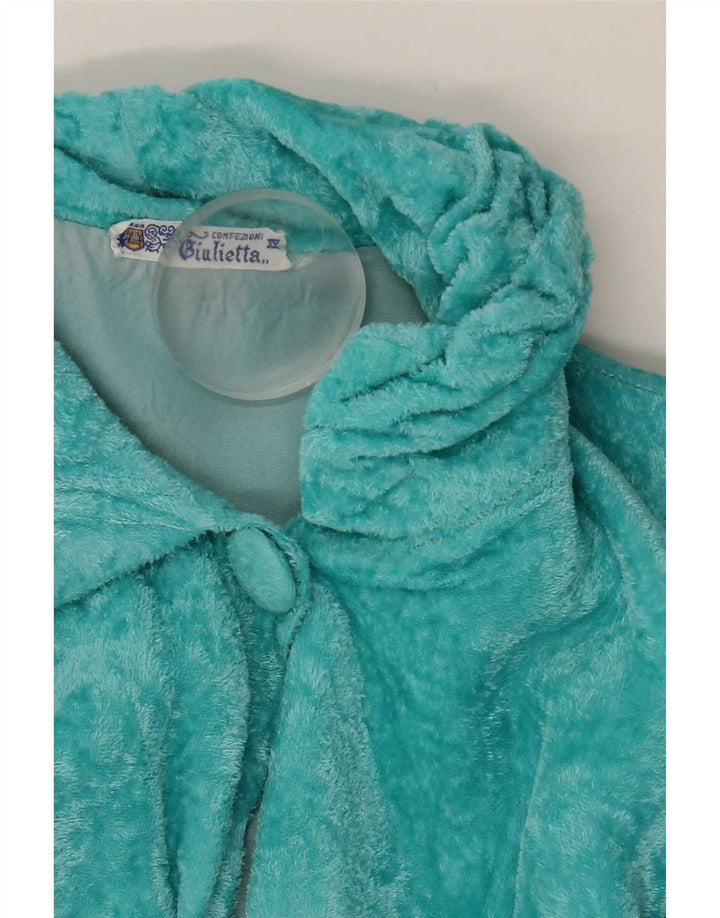Vintage Womens Velour Robe Dress UK 14 Medium Blue