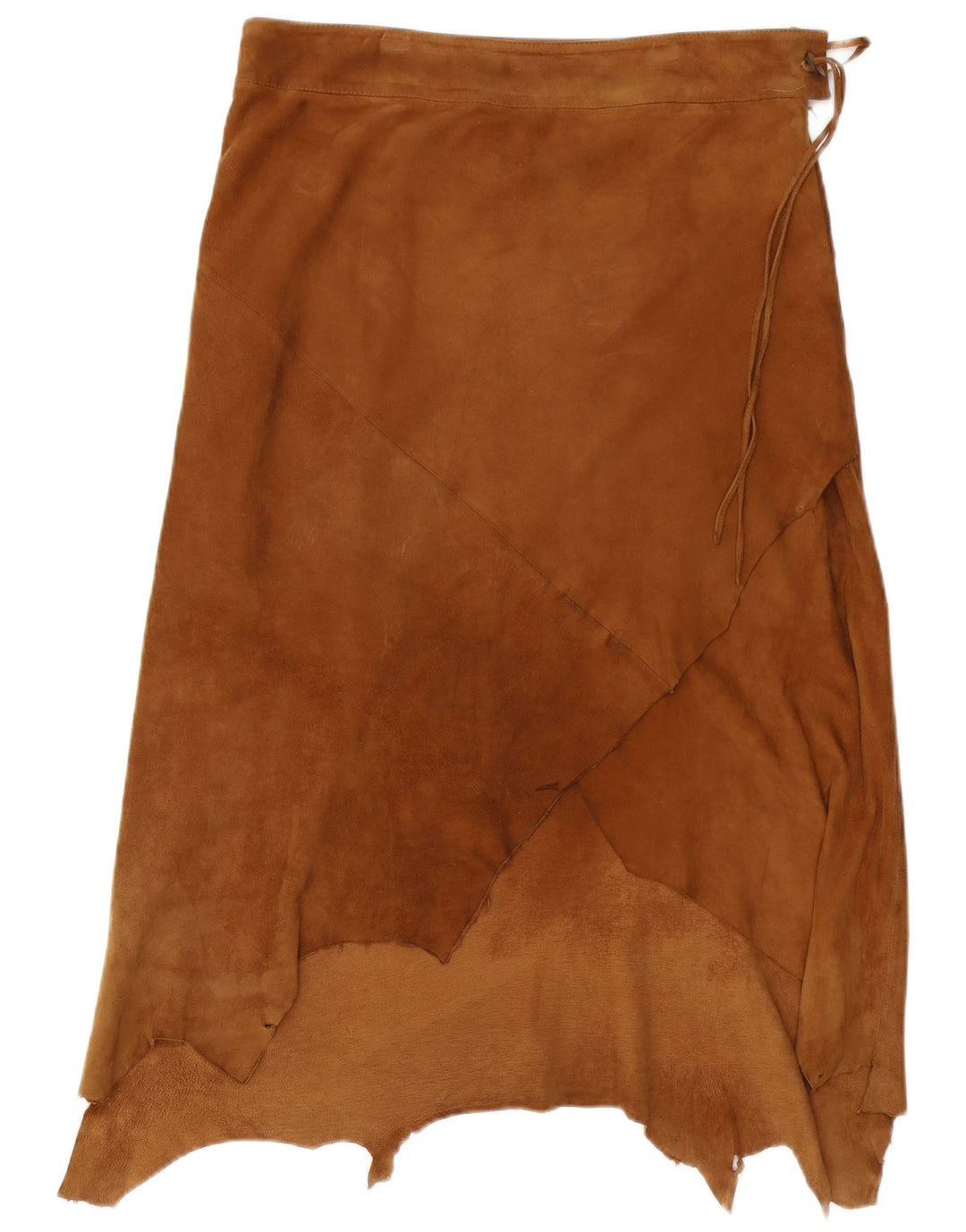 Mauritius Womens Suede Asymmetrical Skirt EU 42 Large W36 Brown Leather