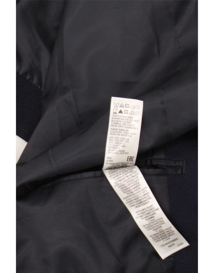 Marks & Spencer Mens 2 Button Blazer Jacket UK 50 5XL Navy Blue Polyamide