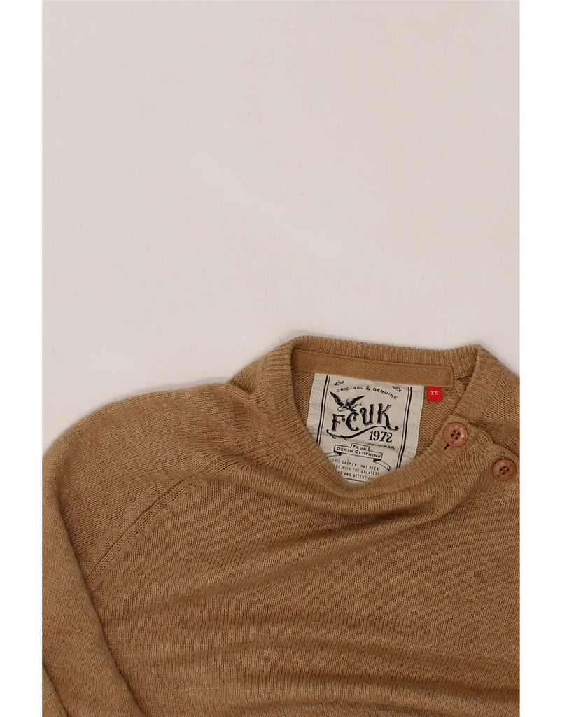 FCUK Mens Boat Neck Jumper Sweater XS Brown Cotton Vintage Fcuk and Second-Hand Fcuk from Messina Hembry 