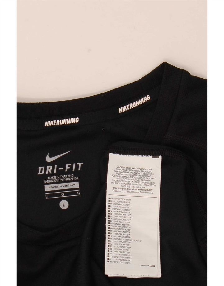 Nike Mens Dri Fit Top Long Sleeve Large Black Polyester