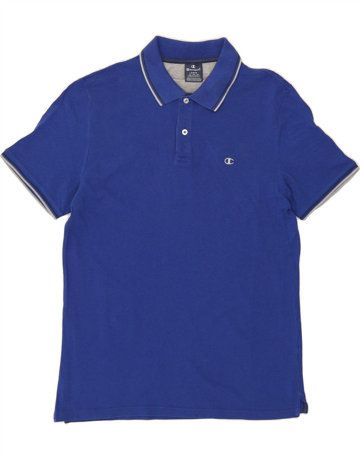 CHAMPION Mens Polo Shirt Large Blue Vintage Champion and Second-Hand Champion from Messina Hembry 