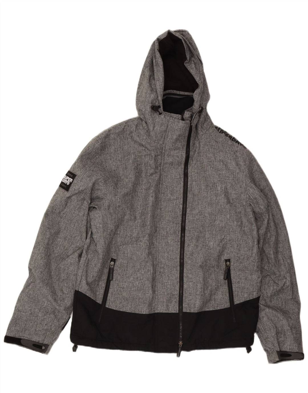 SUPERDRY Womens Hooded Windbreaker Jacket UK 20 2XL Grey Colourblock