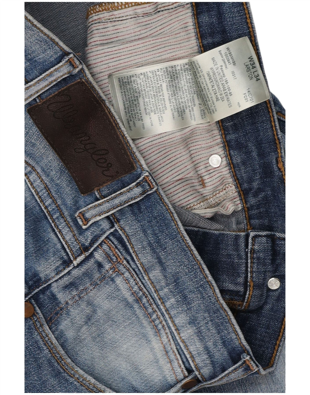 WRANGLER Mens Larston Straight Jeans W34 L27 Blue Cotton