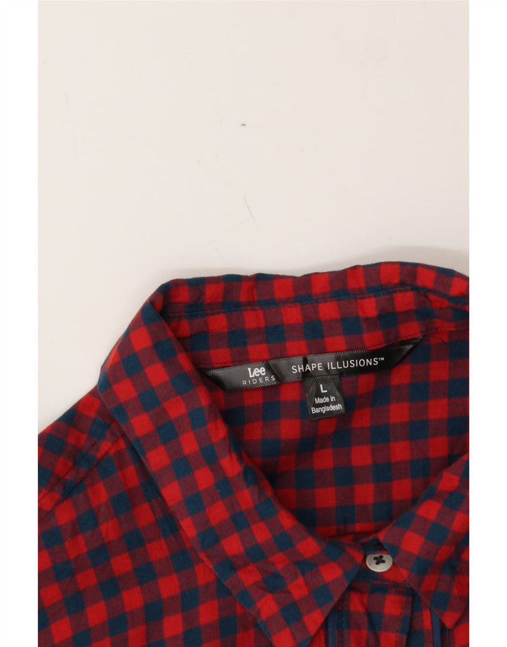 LEE Womens Flannel Shirt UK 16 Large Red Gingham Cotton Vintage Lee and Second-Hand Lee from Messina Hembry 