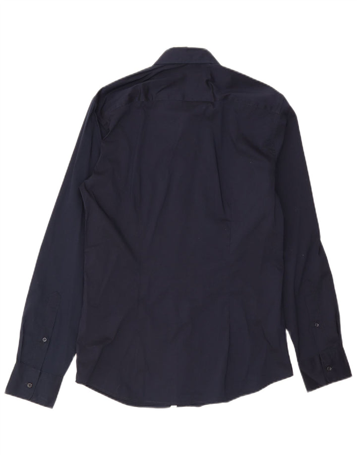 Benetton Mens Shirt Small Navy Blue Cotton