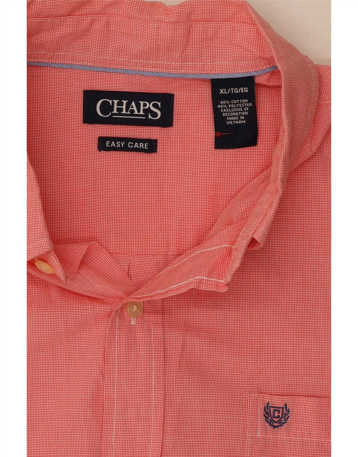 Chaps Mens Short Sleeve Shirt XL Red Houndstooth Cotton