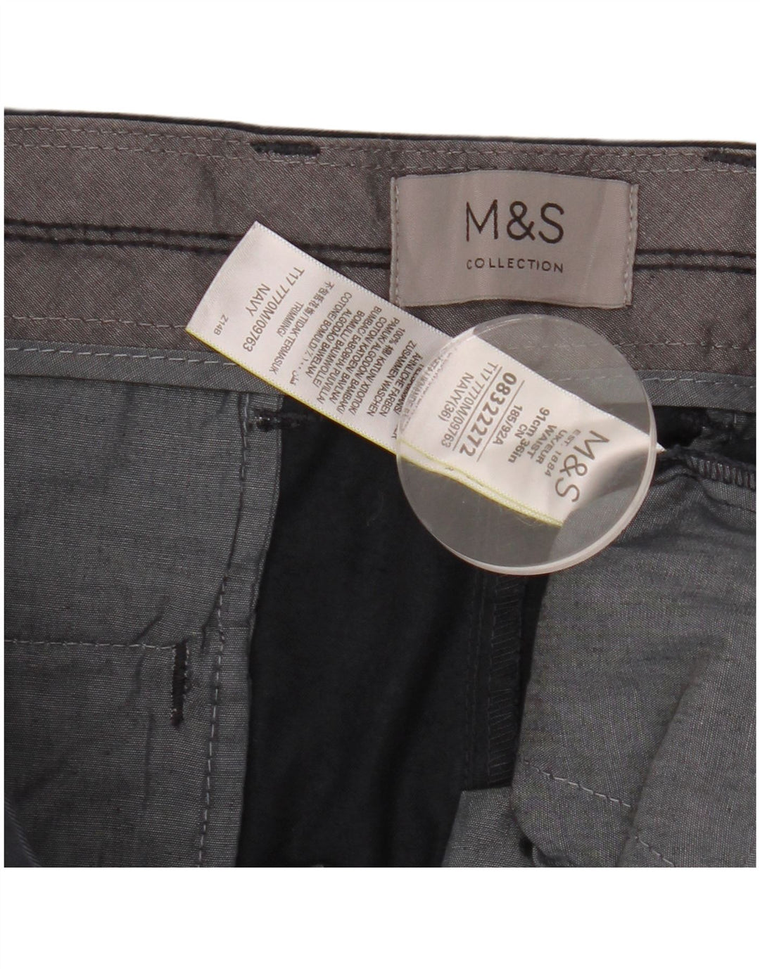Marks & Spencer Mens Chino Shorts W36 Large Navy Blue Cotton