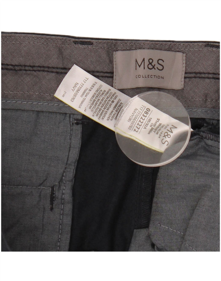 Marks & Spencer Mens Chino Shorts W36 Large Navy Blue Cotton