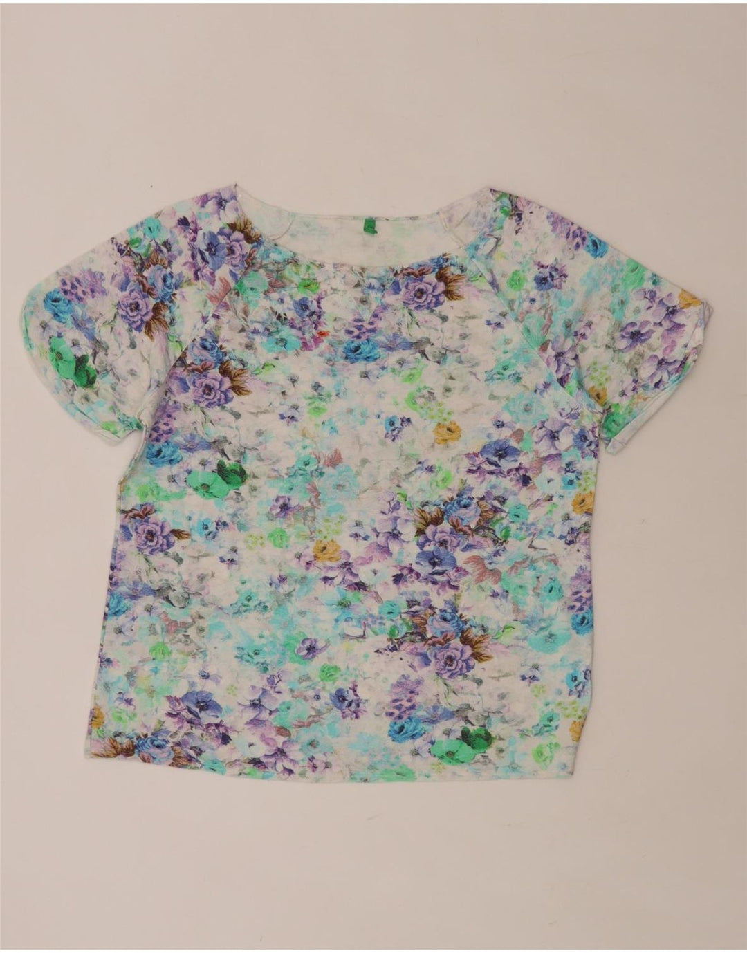 BENETTON Womens T-Shirt Top UK 14 Large Multicoloured Floral