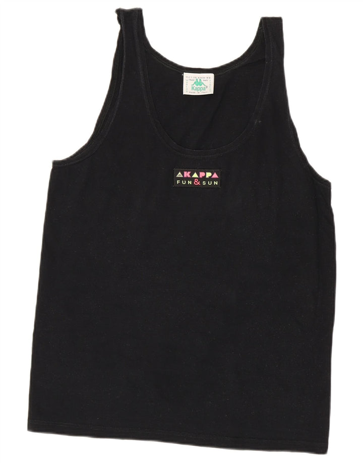 Kappa Womens Vest Top UK 14 Large Black Cotton