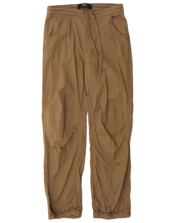 Hollister Womens Baggy Relaxed Fit Trousers Small W26 L29 Khaki Cotton