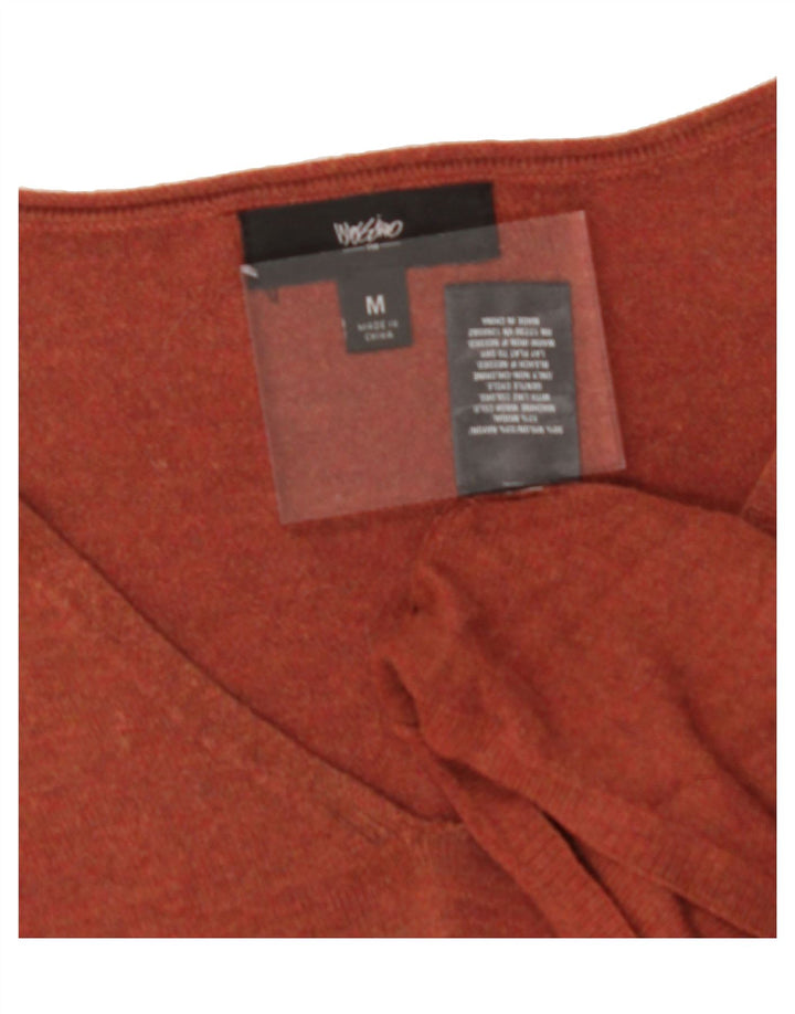 MOSSIMO Womens Asymmetric V-Neck Jumper Sweater UK 12 Medium Orange Nylon Vintage Mossimo and Second-Hand Mossimo from Messina Hembry 
