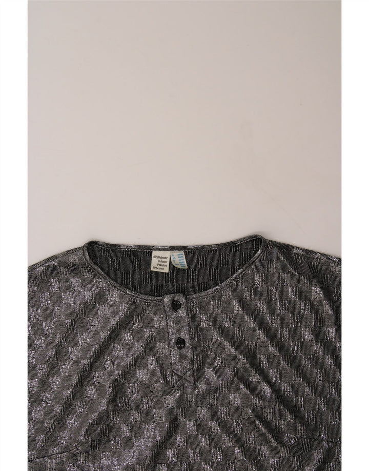 VINTAGE Womens Blouse Top EU 46/48 XL Grey Geometric Polyester Vintage Vintage and Second-Hand Vintage from Messina Hembry 