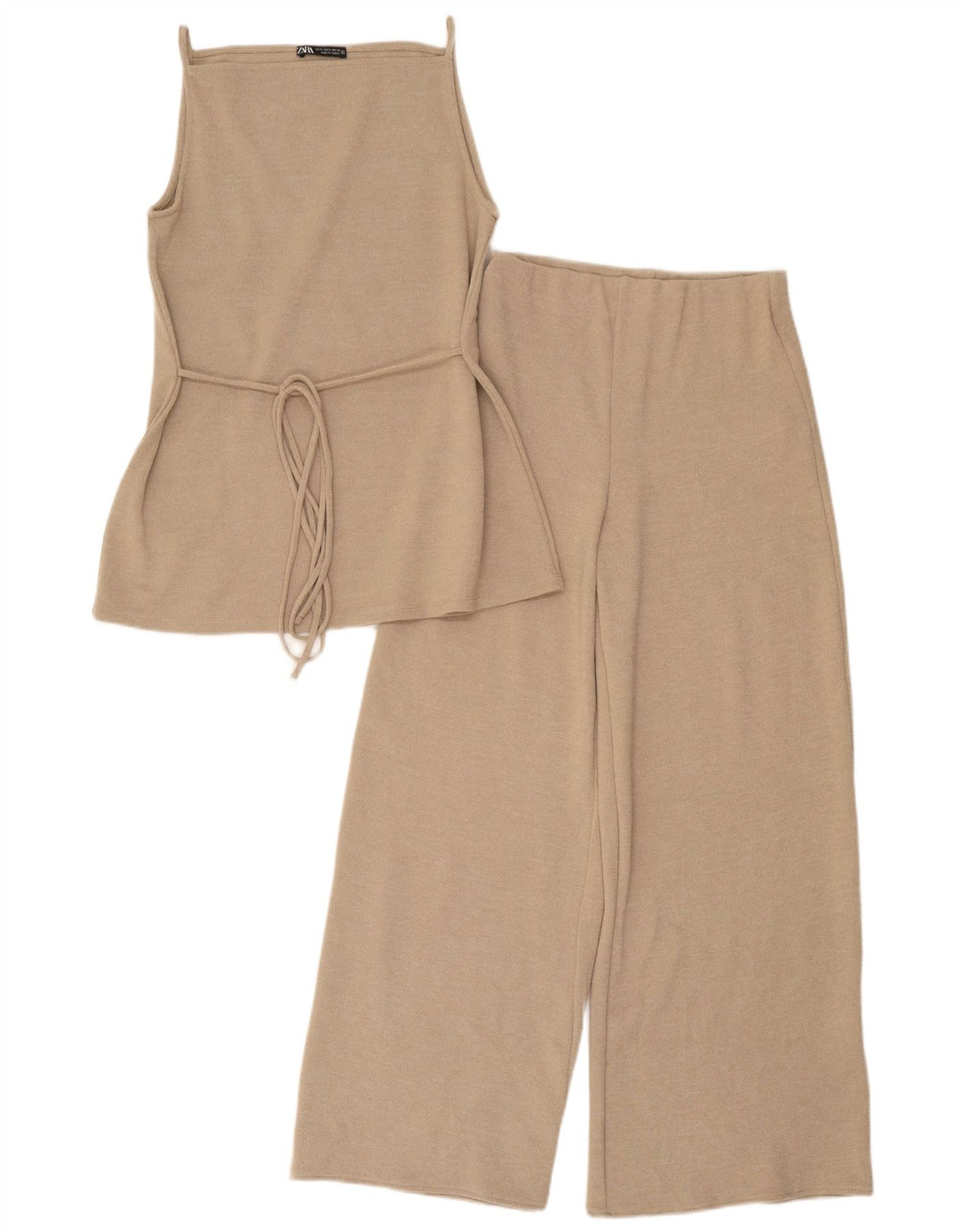Zara Womens 2 Piece Set UK 8 Small W28 L28 Beige Polyester