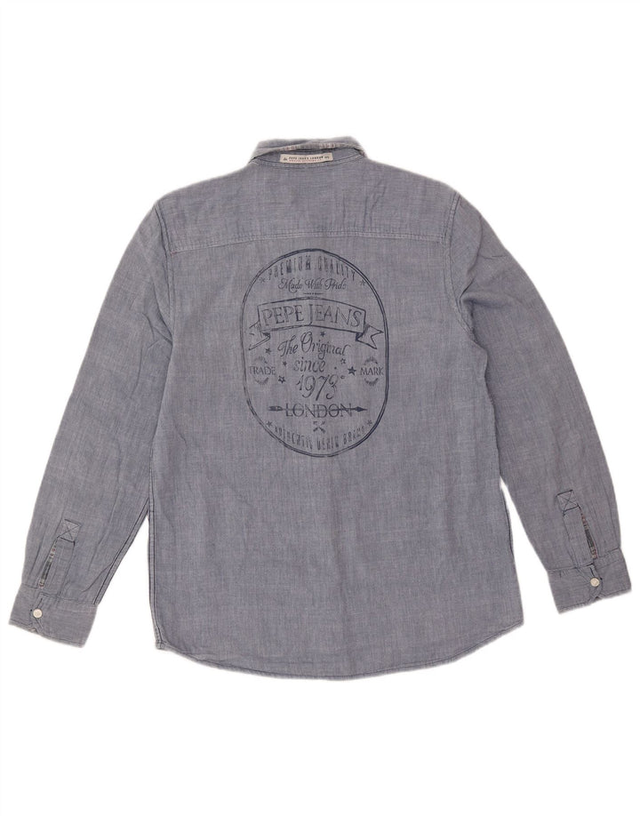 PEPE Jeans Womens Shirt UK 14 Medium Blue