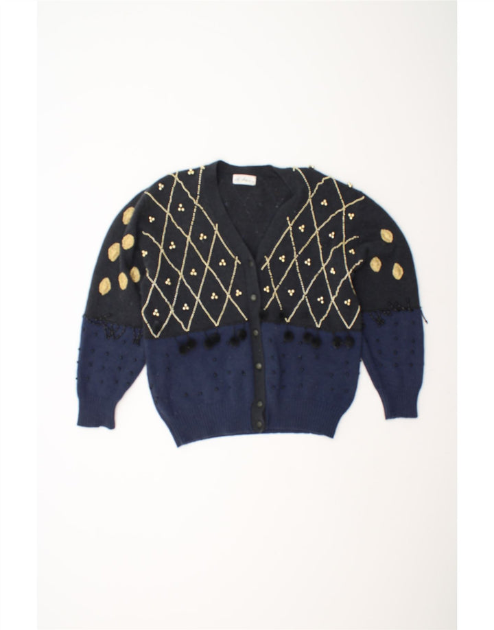 DI BARI Womens Oversized Cardigan Sweater IT 40 Small Black Geometric Vintage Di Bari and Second-Hand Di Bari from Messina Hembry 