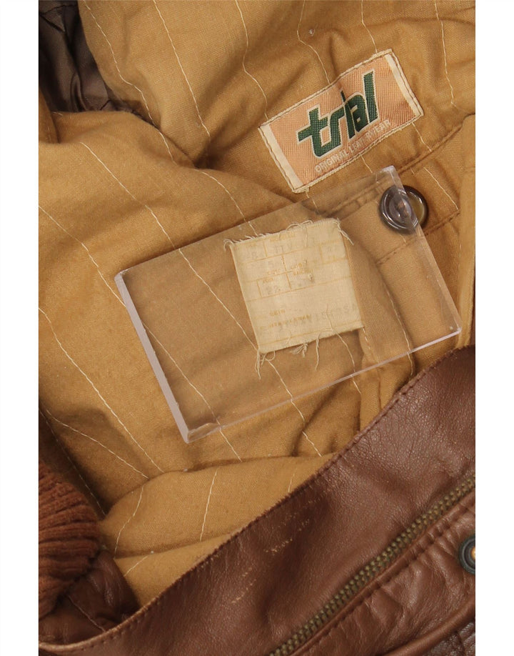 Vintage Mens Leather Jacket IT 48 Medium Brown Leather