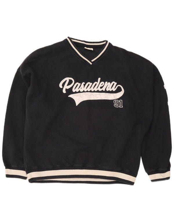 Pull & Bear Mens Pasadena Sweatshirt Jumper Large Navy Blue Colourblock