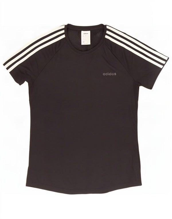 Adidas Womens Climalite T-Shirt Top UK 12/14 Medium Black Polyester