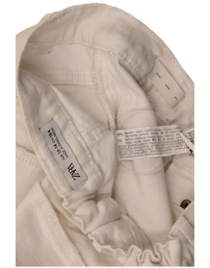 ZARA Girls Denim Shorts 13-14 Years W27  White Cotton