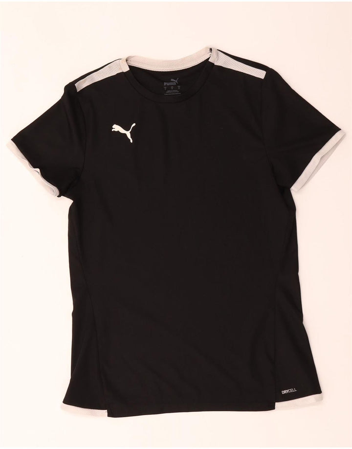Puma Boys T-Shirt Top 13-14 Years Small Black Colourblock Polyester