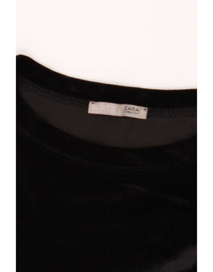 Zara Womens Long Sleeve Shift Dress UK 16 Large Black Polyester